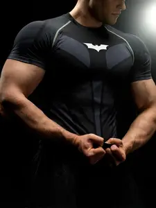 Men's Fitness Top, Casual Running Sporty Design Quick-Dry Breathable High Performance Activewear Tight Fit Short Sleeve T-Shirt, Gym Training, Night Run, Daily Wear, Comfortable