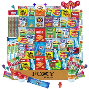 Foxy Fane 100-Count Snack Box – Delicious Crackers, Cookies, Candy & Chips | Perfect Holiday Gift for Kids & Teens (Thanksgiving, Christmas, New Year)