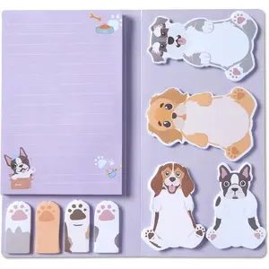 Cute sticky notes, dog-themed sticky note set, planner divider pages, self-adhesive sticky note pads, animal-themed divider labels, set, suitable for dog lovers, home office and school supplies