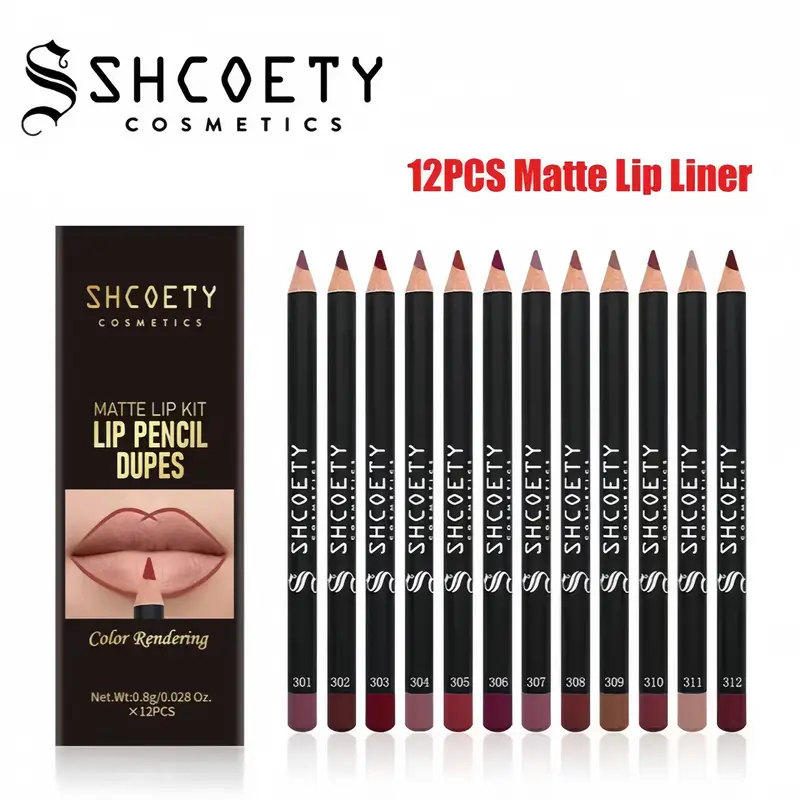 Easy Coloring Lip Liner Pencil Set, 12pcs/box Matte Lip Liners, Long-Lasting Matte Lipliner for All Occasions, Lip Makeup Cosmetic Kit, Lip Product