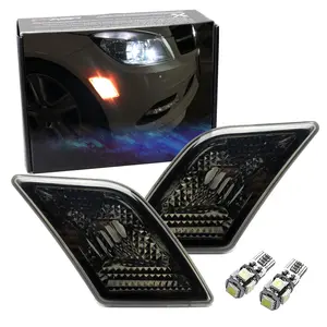 iJDMTOY Euro Smoked Lens Front Side Marker Lights w/ Amber LED For 2008-11 Mercedes Pre-LCI W204 C250 C300 C350 & 2008-2013 C63 AMG