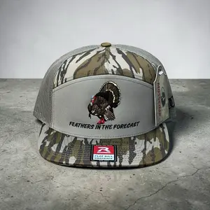 Feathers In The Forecast Turkey SnapBack Hat Camo Trucker Cap with Embroidered Design and Adjustable Snap Back