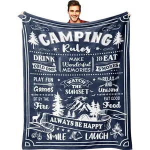 Camping Blanket 50" X 60", Camping Gifts for Men Women, Camper Gifts, Camp Essentials, Camp Accessories, Rv Gifts, Gifts for Rv Owners, Campsite Outdoors Rv Travel Hiking Lovers Throw Blanket