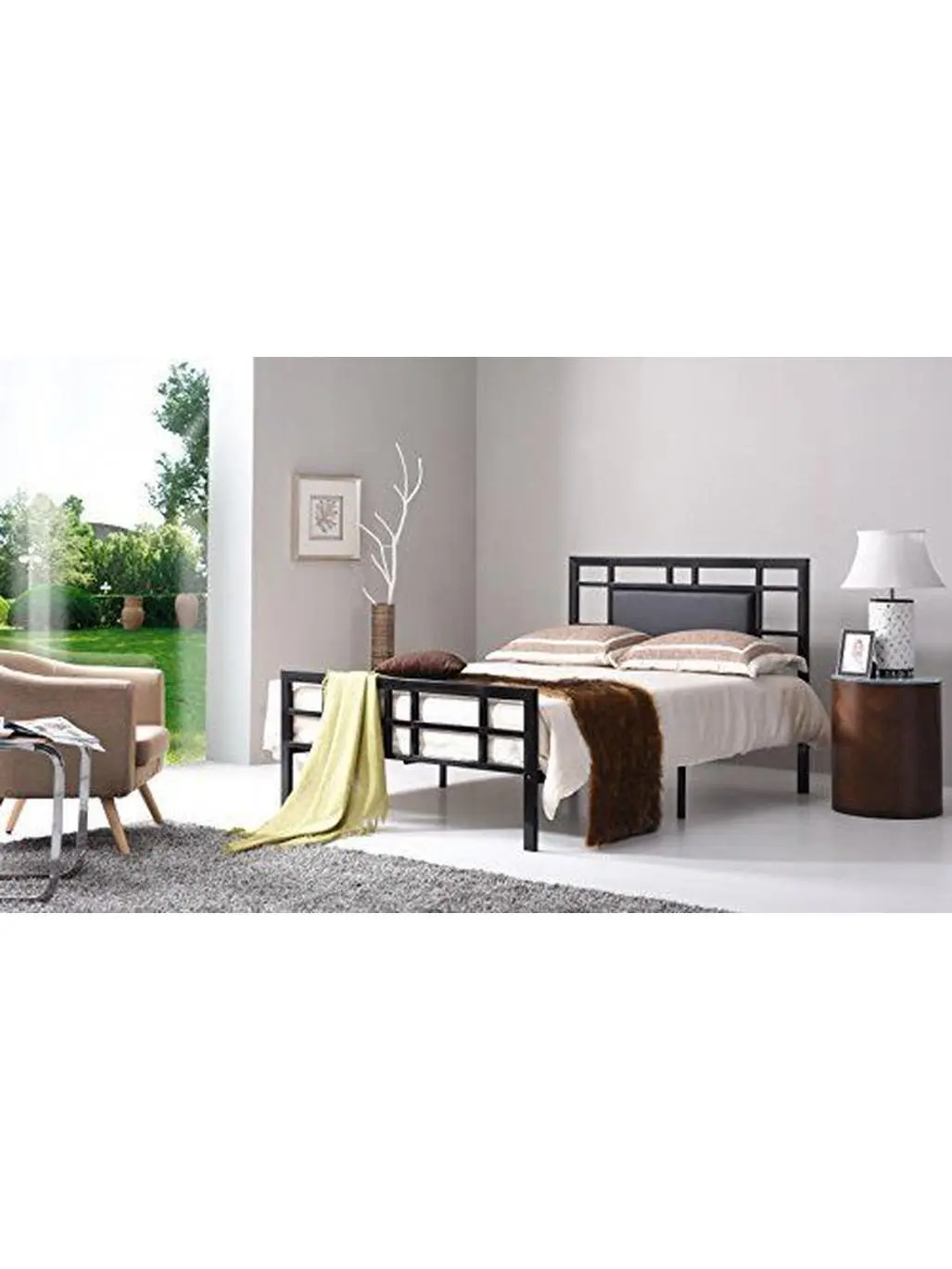 Hodedah HI826 F Black Classic Full Metal Bed - No Flimsy Frame, Durable Indoor Furniture Bed