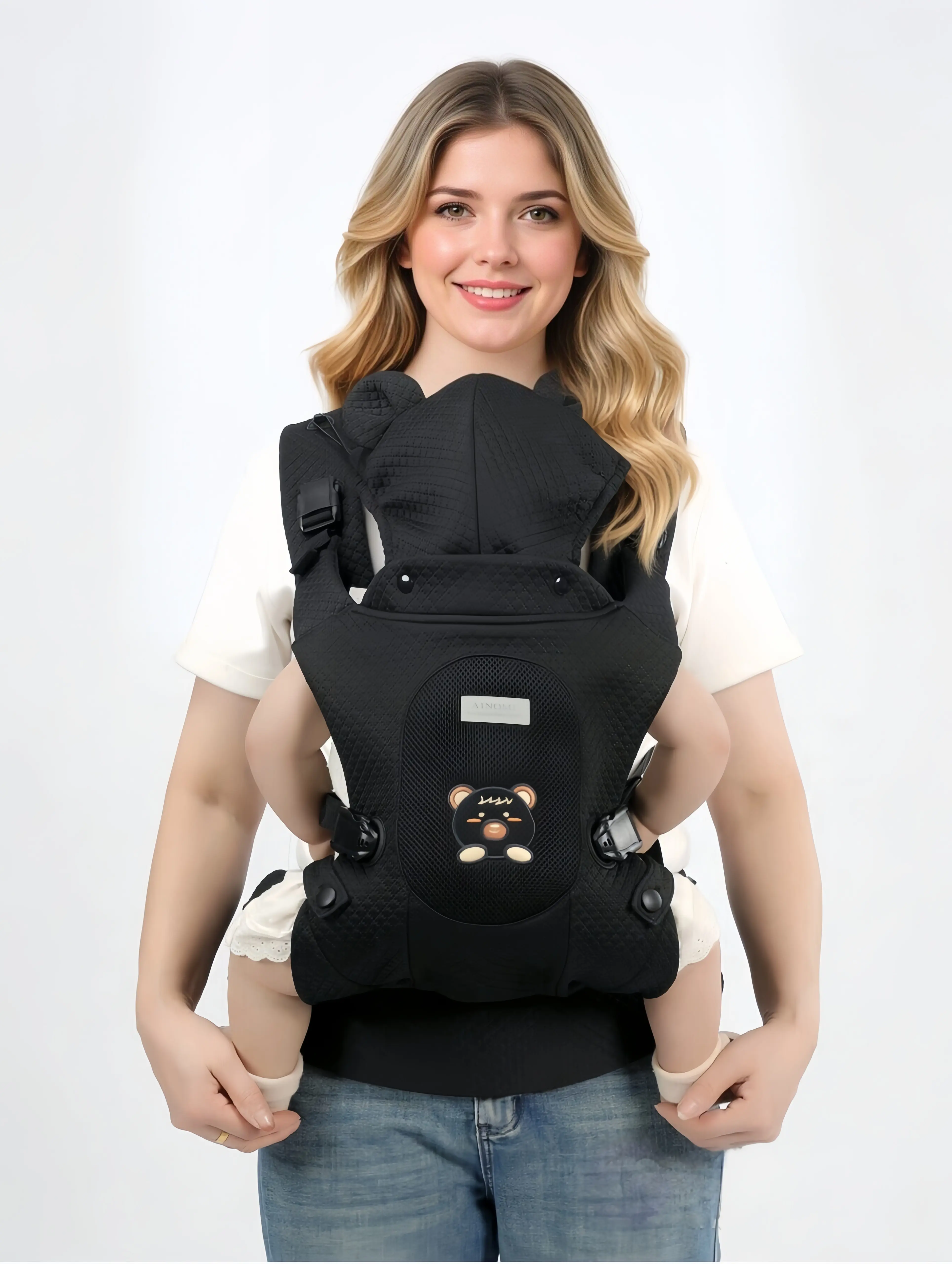 All-Stage Comfort Baby Backpack Sling Carrier - Customizable Neck Padding, Stretchable Seat Panel, Lightweight Ergonomic Polyester Design for 0-36 Months (7-44lbs) Newborns, Toddlers; Portable for Vacation, Mall Outings