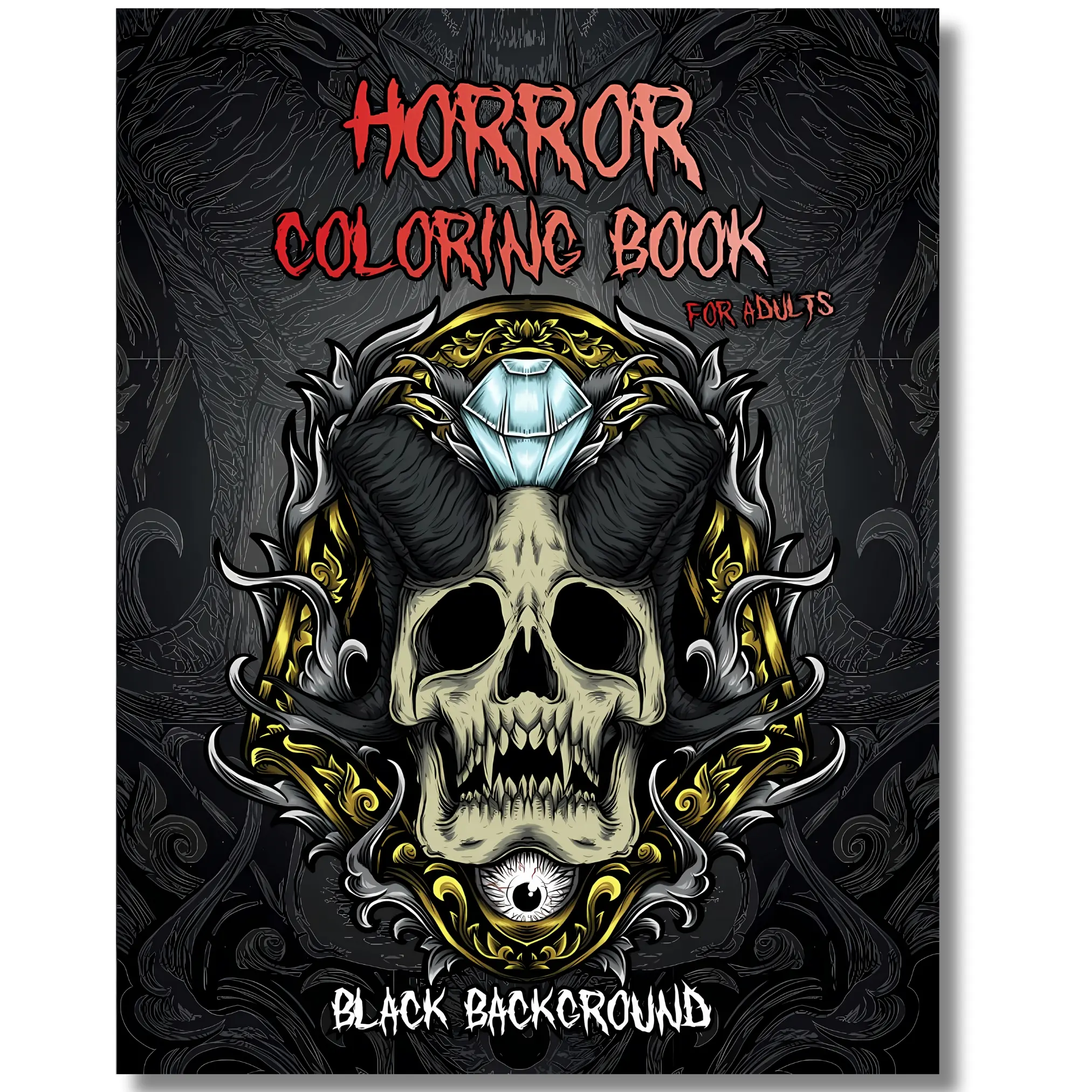 Horror Coloring Book – Black Background: Midnight Edition Halloween Coloring Book for Adults, Adult Luxury Horror Coloring Book