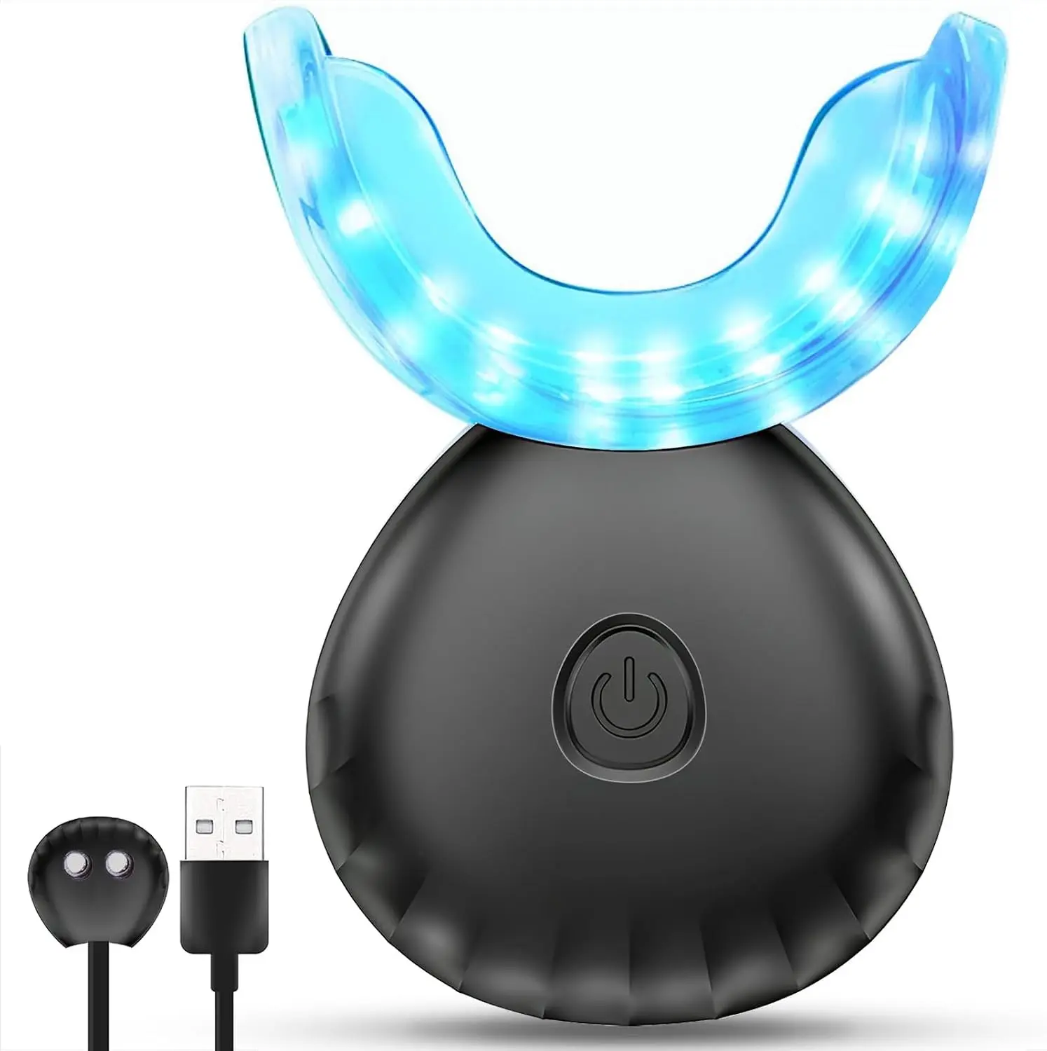 Teeth Whitening Light 10X More Powerful Blue Led Light Connected with USB Non-Battery Teeth Whitening LED Light for Home Use Black