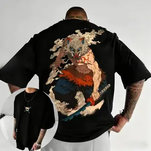 Demon Slayer Anime Inosuke Printed Unisex Streetwear Style T-shirt, Top Summer New Versatile Fashion Harajuku Style Large Casual Y2k