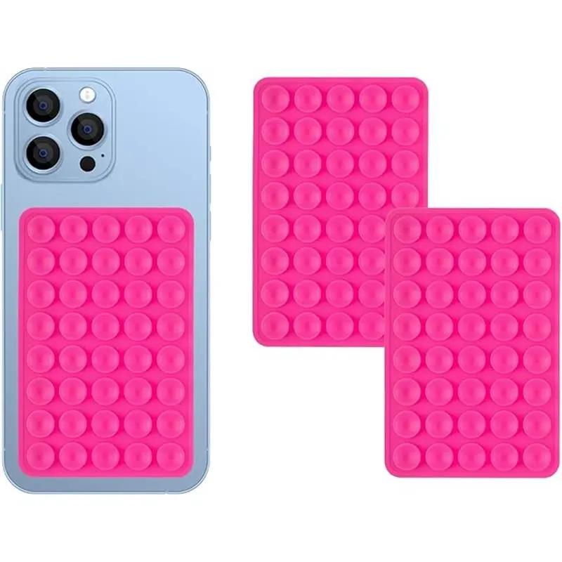 2 Pack Silicone Double-Sided Suction Grip – 40 Cups per Side, Strong Hold for iPhone, Galaxy, Pixel, Android –  for Selfies & Videos (Rose Red)