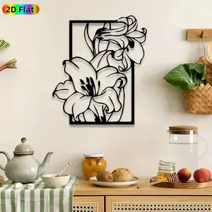 1pc Lily Bouquet Metal Wall Art, Decorative Artwork, Lily Flower Wall Sculptures Mural, Artistic Metalwork, Decoration, Intricate Craftsmanship, Perfect for Wedding, Anniversary, Living Room, Garden Fence Decor, Gift for Floral Art Enthusiasts