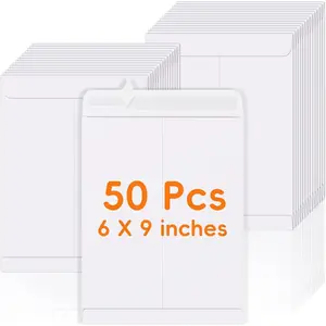 50 Pack 6x9 Self Seal White Manilla Catalog Mailing Envelopes for Mailing Organizing Storage Home Office Business