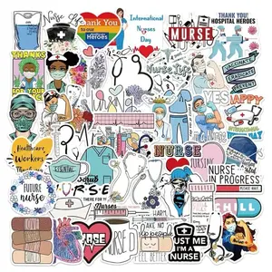 50 pack of nursing and healthcare related stickers and decals. No duplicates. Waterproof. Great for water bottles and gifts