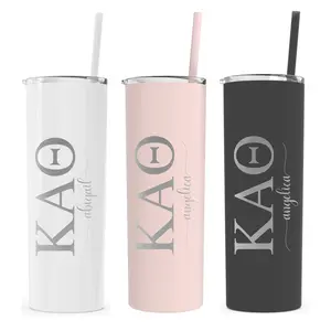 Kappa Alpha Theta - Personalized Skinny Tumbler with Straw