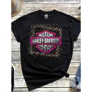 Women's Davidson Short-Sleeve Round Neck Streetwear Casual T-Shirt - "Harley Hair Don't Care" Trend Top