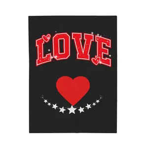 LOVE Heart Blanket | Velveteen Plush Throw, Red Heart Design