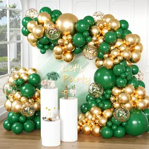 144 Pcs Emerald Green Gold Balloon Garland Kit for Birthday Wedding Baby Shower Decor