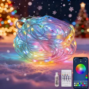 66ft 200led Christmas Decorative Lights Indoor Outdoor RGB, APP Control Waterproof Smart Color Changing Fairy String Light with Remote, Party Light