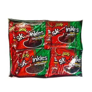 Lucas Skwinkles Salsagheti Sandia/Watermelon 12 Pack - Chewy Candy Strips & Tamarind Sauce - Made in Mexico