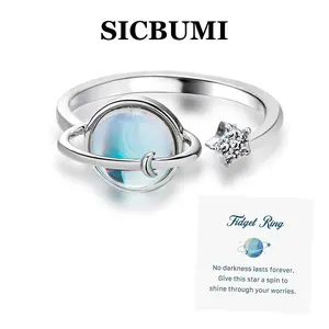 Sicbumi To My Daughter - Fidget Ring Anxiety Meditation Ring for Women Ring with Beads Spinner Adjustable Swivel Ring Fidget Jewelry Gift For Daughter Stepdaughter