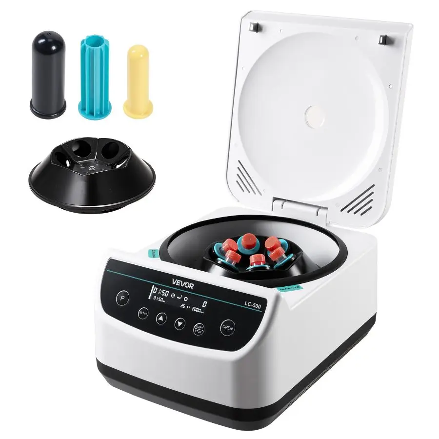 VEVOR Centrifuge Machine, 100-2100xg RCF Electric Laboratory Centrifuge Machine with 1 Rotor for 2/5/10/15/50ml Tube Capacity, Low Speed 500-4000rpm with Timer, Widely Used in Various Experiments