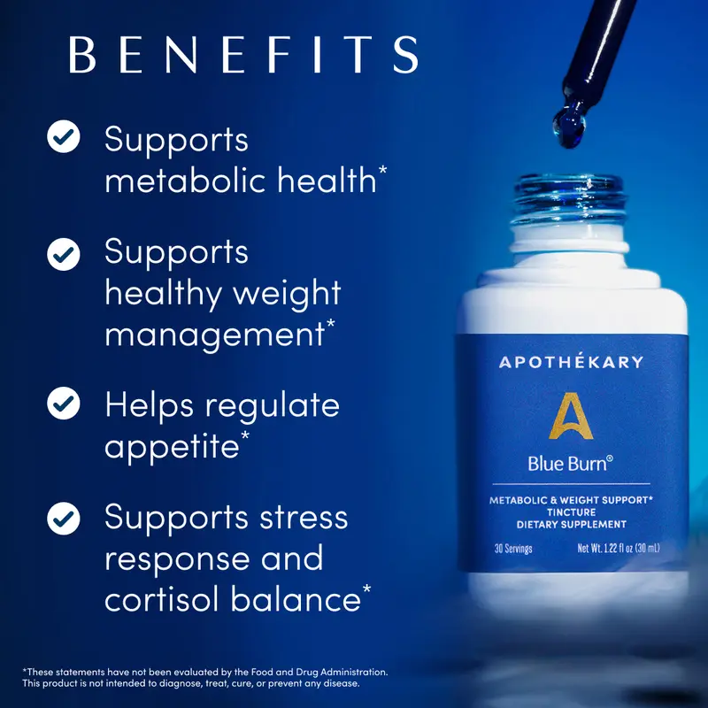 Apothékary Blue Burn - Metabolic Support Liquid Herbal Drops* | Antioxidant Rich, Alcohol-Free, Clinically-Tested, Certified Gluten-Free, PETA Certified Vegan & Cruelty-Free, Third Party Tested, Plant-Based, Made in the USA 3