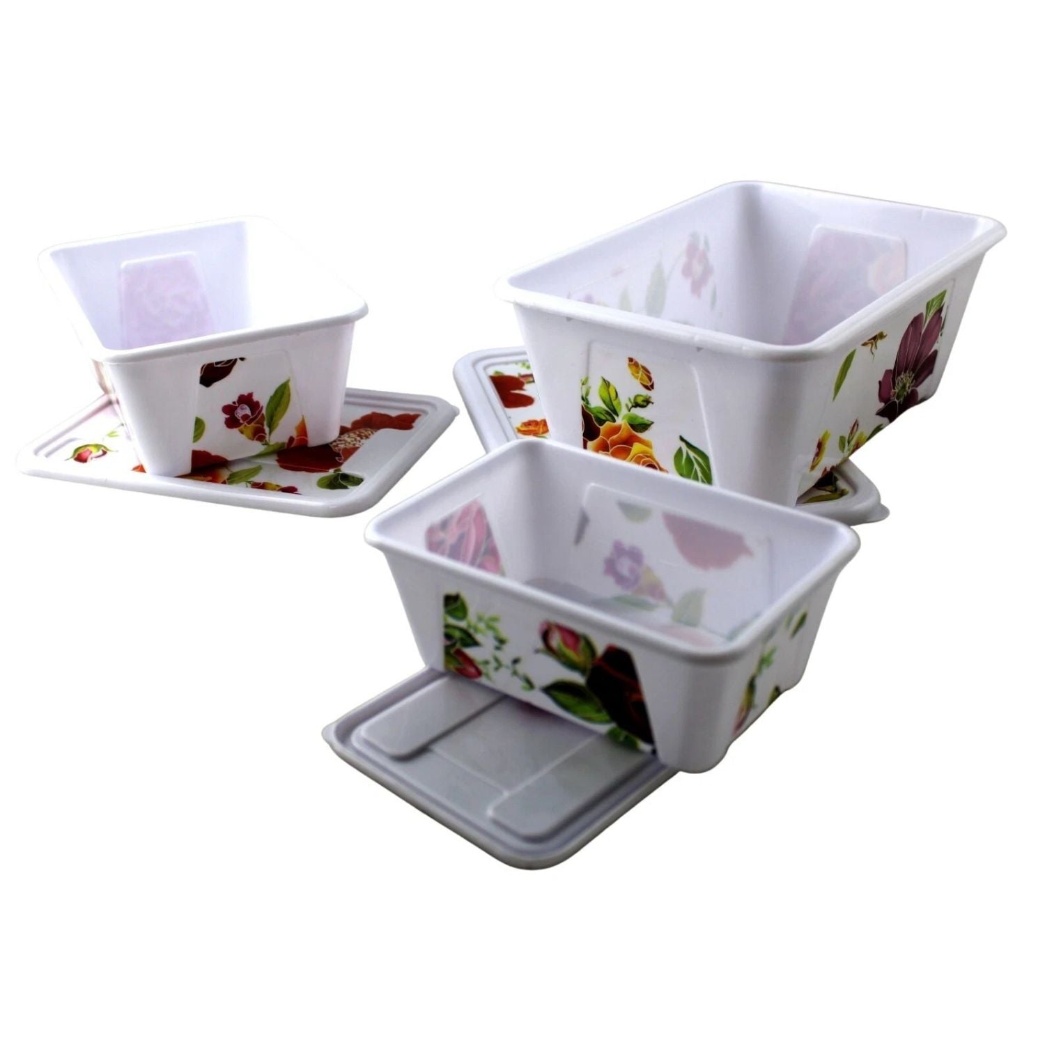 Home Collection 3-Piece Decorative Food Storage Containers with Snap Lids