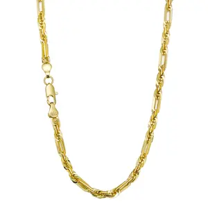 14K Gold Plated Square Twist Chain Necklace - Sleek Minimalist Layering Jewelry, Unisex Everyday Urban Accessory