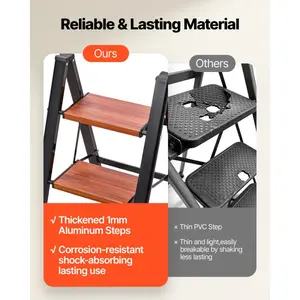 fathersdaygift VEVOR 3 Step Ladder, Folding Step Stool with Wide Anti-Slip Pedal and Comfort Handgrip, Lightweight 330 lbs Capacity Portable Aluminum Plant Support, Multi-Use for Adults, Home Repairing, Cleaning