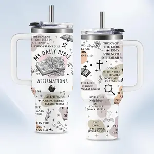 40oz Christian Tumbler with Handle |   24H Ice Retention Vacuum Insulated Faith Mug |   Inspirational Bible Verse Gift for Women & Mom