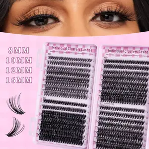 640pcs DIY Eyelash Extension Kit, Faux Clusters Lash, Mixed Thickness 30D+40D+50D, D Curl, Multiple Lengths, Natural/DD Curl/cosplay Style, Perfect for Weddings, Eyelashes Extensions