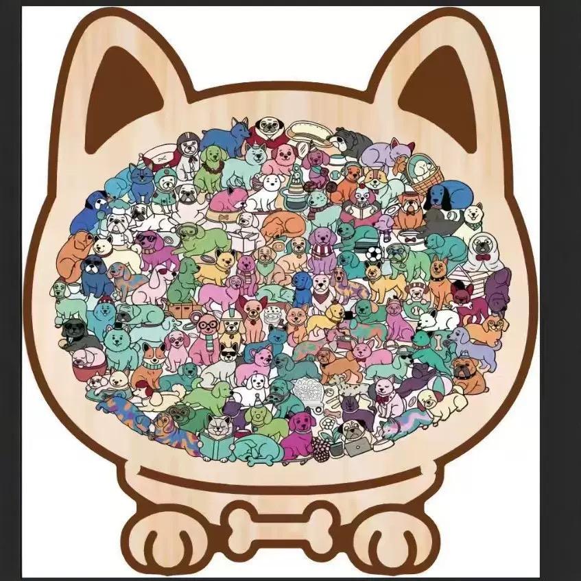 Unique Cat Head Wooden Puzzle, Cute Cats All-In-One Jigsaw Toy, Difficult & Fun Stress Relief Puzzle for Family Game Night & Party Activities