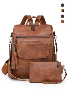 Women's PU Soft Leather Backpack, Anti-Theft Vintage Style, Multi-Pocket Lightweight Travel Bag, Large Capacity Casual Daily Use