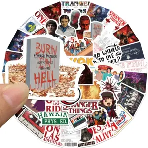50PCS 80s Stranger Things Retro Sci-Fi Horror Stickers Spooky Mystery Vinyl Decals for Laptop Phone Case Aesthetic Vintage TV Series Gift for Fans Cellphone Protector Cover PVC Matte Film Waterproof Re-adhesive Demogorgon Eleven Steve Harrington