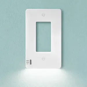 AKICON Motion Sensor Switch Wall Plate with Night Light, Infrared Detection, 2/5 Min Timer, Decor Wall Cover for Bathroom, Hallway, Bedroom, White