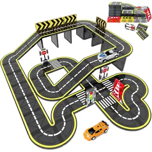 Magnetic Blocks Road Set with New Car, Magnetic Tiles Set, Stem Building Toy, Creative Educational Construction Playset for Kids Ages 3-6, Ideal Birthday Gift