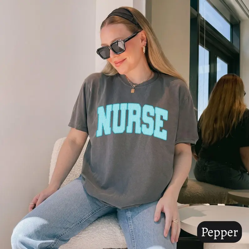 Comfort Colors Retro Nurse Tshirt, Preppy Striped Nursery Shirt, Nurse Student Gifts, Minimalist Nicu Nurse Tee, RN Clothes, Trendy Nurse