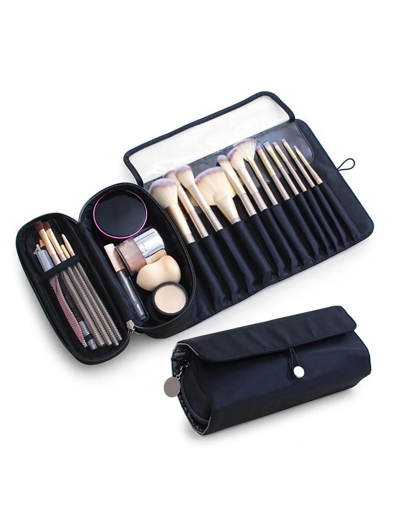 Simple Foldable Makeup Brush Storage Bag, Basic Waterproof Makeup Bag, Portable Cosmetic Organizer Pouch for Women & Men for Daily Use