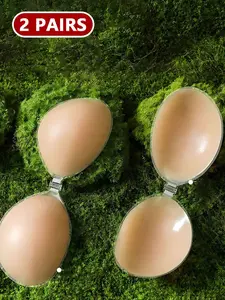 Women's Solid Color Silicone Push Up Bra, Invisible Strapless Backless Bra, Women's Lingerie for Daily Wear