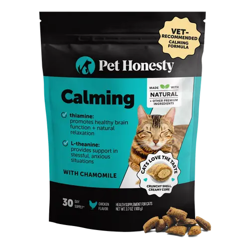 Pet Honesty Dual Texture Calming Treats Supplement for Cats, Anxiety Relief Calming Care with Chamomile, Thiamine & L-Theanine - Chicken