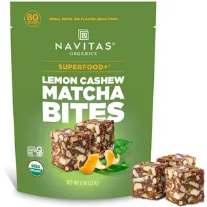 Navitas Organics Lemon Matcha Cashew Fruit Superfood+ Bites - 8oz Bag (11 Servings) - Plant-Based Power Snacks, All-Natural, Clean Energy & Nutrition, USDA Organic, Non-GMO, Gluten-Free, Soy-Free, Vegan