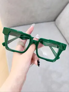 Women's Street Trend Square Frame Eyeglasses for Everyday Use, Trendy Candy Color Block Y2k Eyeglasses, Streetwear, Stylish Square Frames, Fashion Frames, Versatile Decorative Eyeglasses, Cool Female Accessories for Daily Use