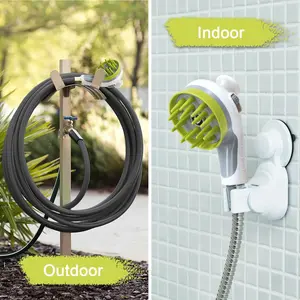 Dog Shower Head Attachment with On OffSwitch, 2-in-1 Pet Washer Scrubber with SoftSilicone Massage Scraper, High Pressure DogBath Brush for Thick Fur