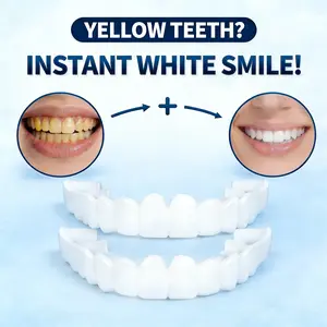 【1-Minute Custom Fit】Adjustable Moldable Perfect Fit Snap-In Veneers Snap-On Teeth No Pain Comfortable Gaps Smile Veneers Natural White Realistic Look Instant Whitening No Dentist Needed For Men & Women