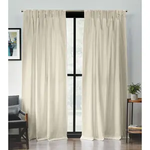 EXCLUSIVE HOME Loha Light Filtering Pinch Pleat Curtain Panel Pair, 96" Length, Natural