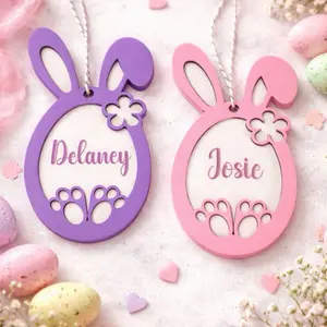 Custom Easter Ornaments - Personalized Bunny Ears Decor for Family Traditions & Handmade Gifts - Perfect Keepsakes for Every Year