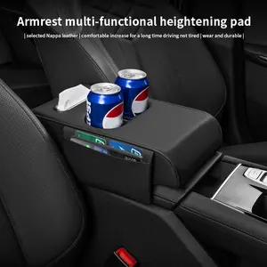 Multifunctional Car Armrest Pad with Side Pockets, Holds Integrated Cup Holders, Water Cup, Tissues, Phone, Keys, Cards, Car Seat Organizer