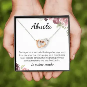 Abuela, Te Quiero Mucho, Infinity Hearts Necklace with Message Card, Abuela Gift, Abuela Necklace, Spanish Grandma Sentimental Gfit