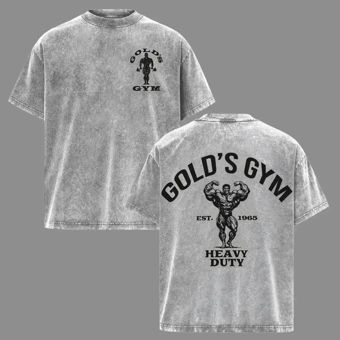 Men's Heavy Duty Gold's Gym Oversize Washed Crewneck T Shirt - Premium Mens Clothing, Workout Tops, Gym Apparel, Ideal Training Top, Casual Streetwear Shirt H5N