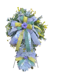Customized Memorial Standing Spray/Wreath – Custom Ribbon Tribute