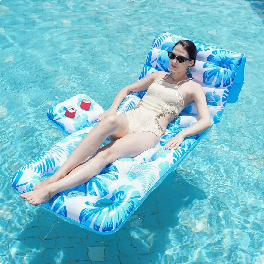 Xl Inflatable Pool Float with Headrest Pillow, Portable Floating Lounger for Adults, Beach Lake Party Toy, Cooling Water Rest, Tanning Pool Float, Water Sofa Float